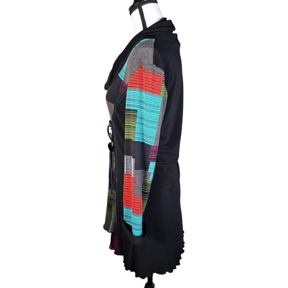 Joseph Ribkoff Tunic Dress 10 Patchwork Colorblock Cowl‎ Neck Abstract Geometric - Picture 7 of 12